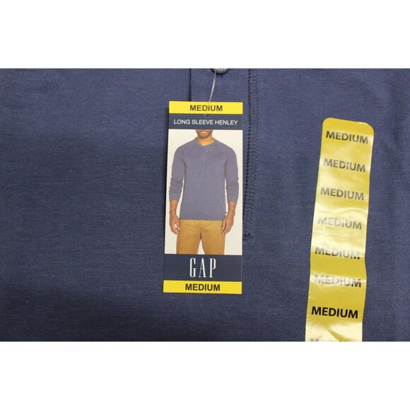 Gap men's three button long raglan sleeve blue cotton Henley M - Picture 8 of 12